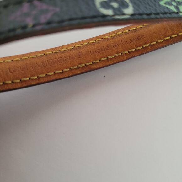 Louis Vuitton Cell Phone Charm Strap Lanyard Leather Black Colorful Logo - Picture 3 of 7